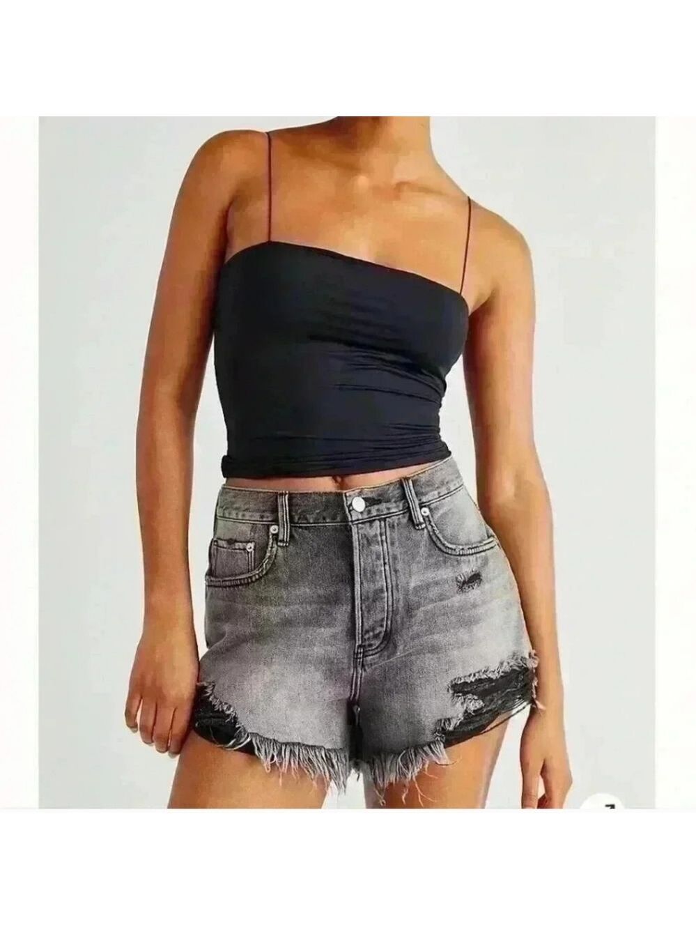 Free People Frayed Jean Shorts